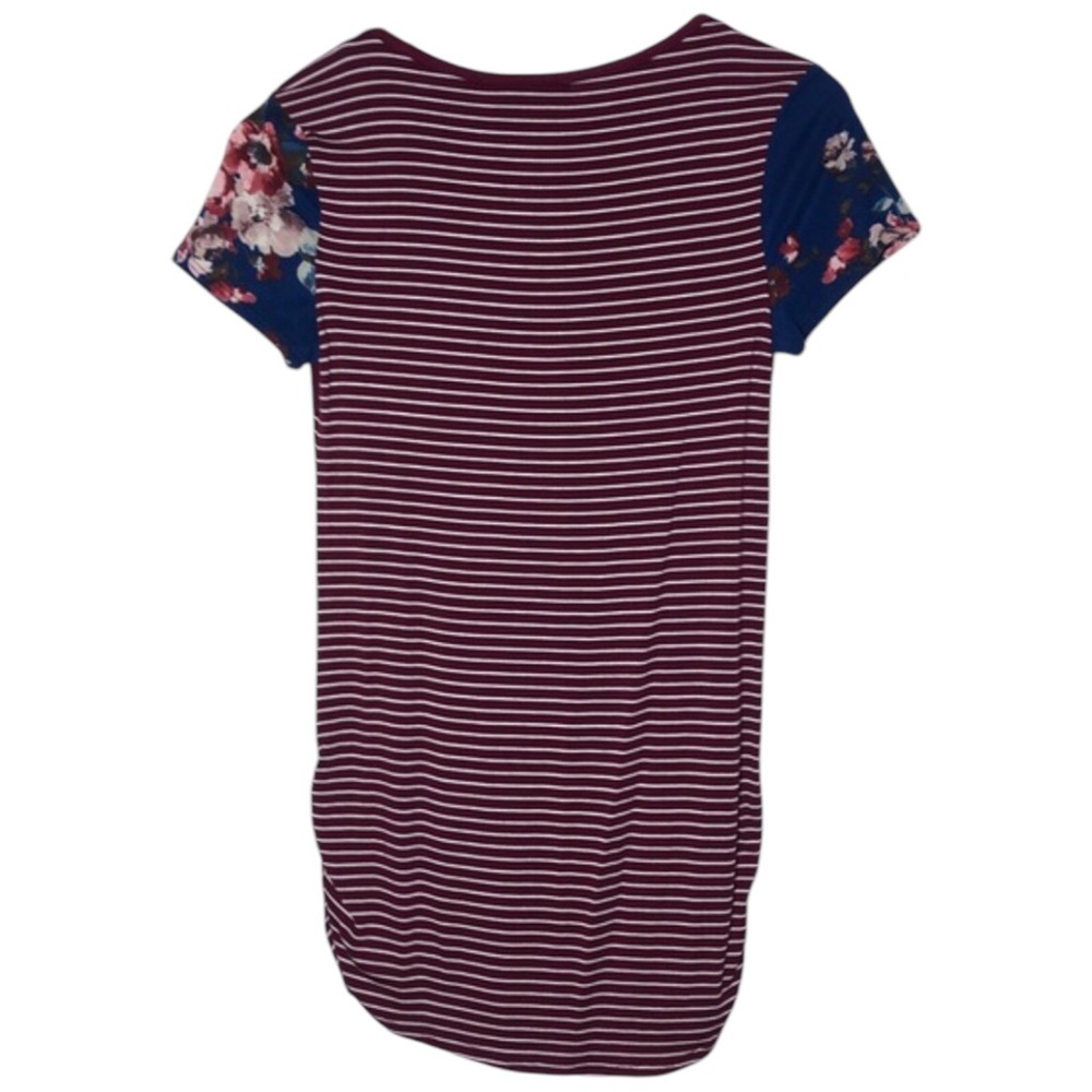 NWT Discreet Womens Floral and Striped Tunic Top with Detachable Necklace - Picture 4 of 6